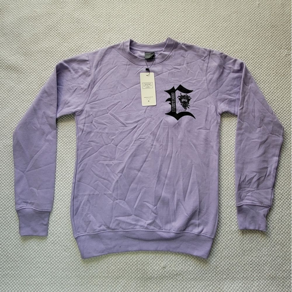 Crooks &‎ Castles Gothic C Crewneck Sweatshirt Lavender size Small